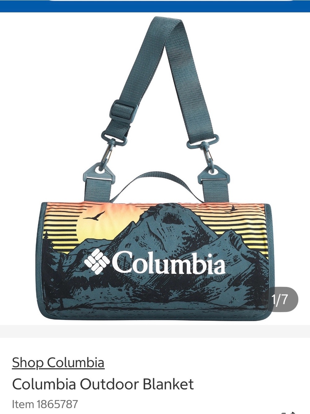 Columbia Outdoor Blanket Bag — Teal Mountain Print